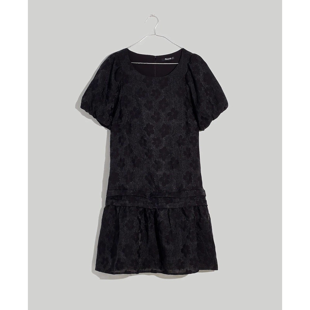 NWT Madewell Womens Puff Sleeve Pleated Mini Dress XS Floral Jacquard Pockets